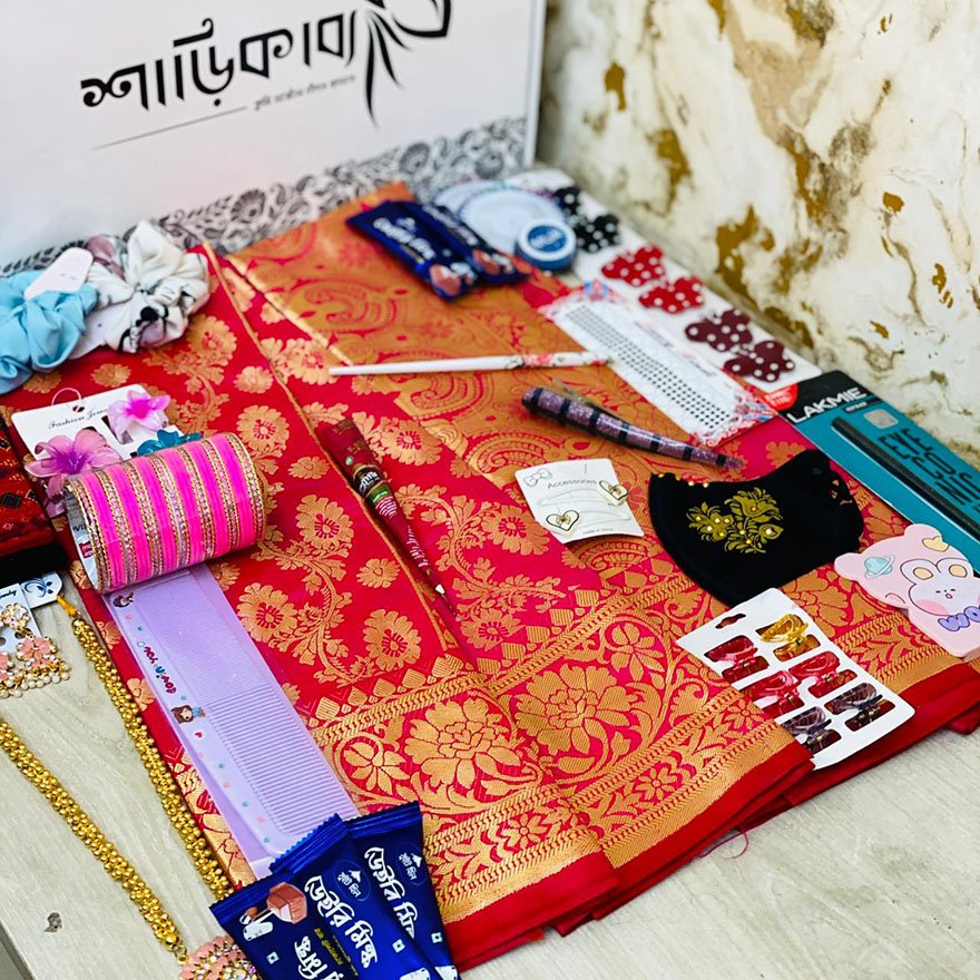 WhatsApp Image 2026-04-24 at 5.56.45 PM copy ❤️রানী গোলাপি কাতান শাড়ি (শুধু-শাড়ি) - Image 1